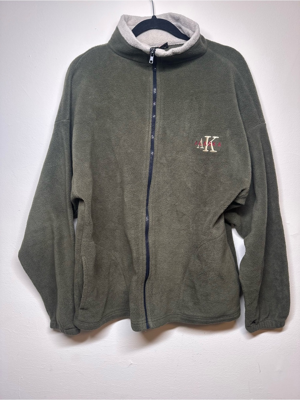 Vintage Alaska AK Fleece Jacket Green XL Full Zip Made In USA Sherpa Collar